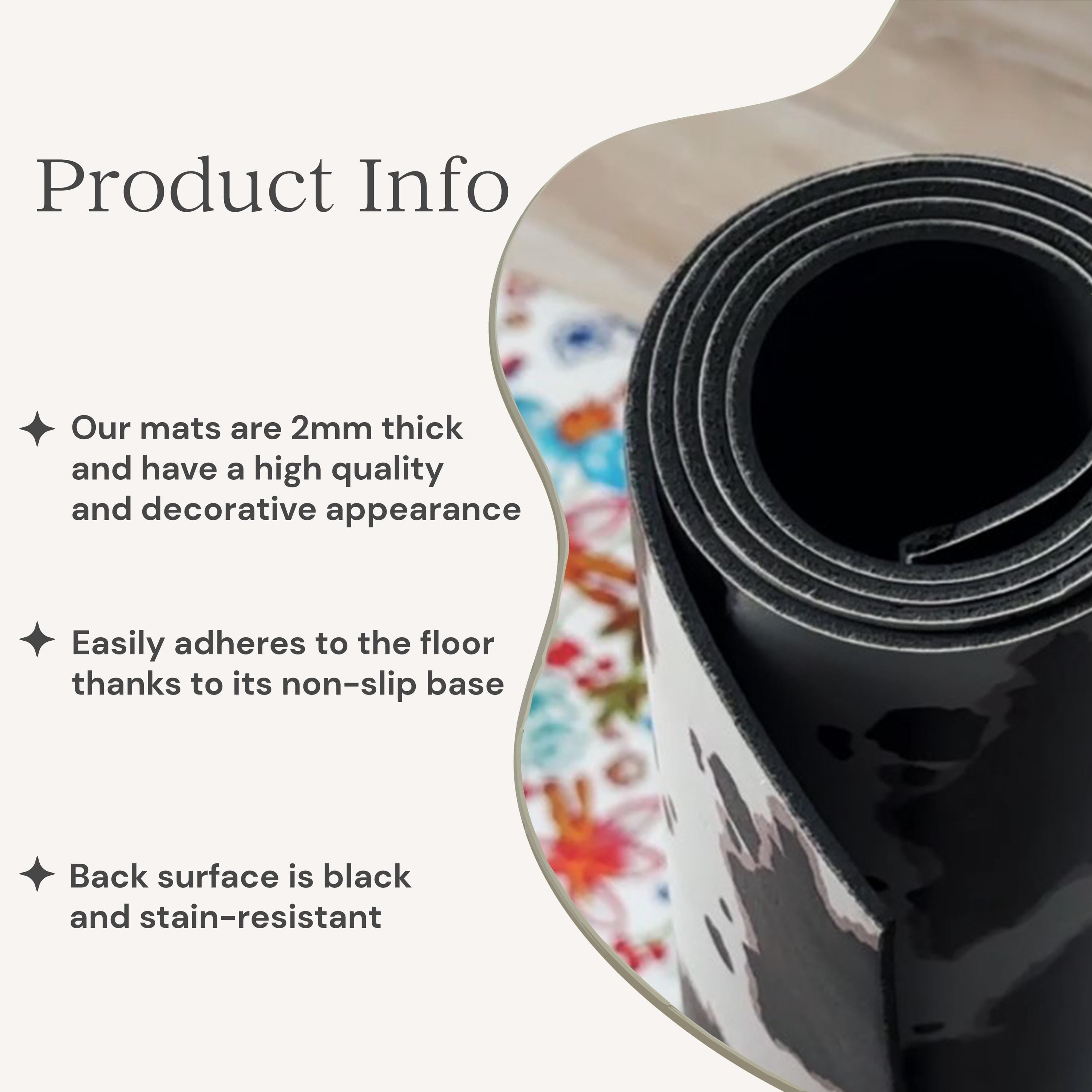Ergonomic Desk Chair Mat, Non-Slip, Floor Protector for Home & Office, 2mm Thick, Scratch-Resistant, Easy to Clean, Pet Kid Safe