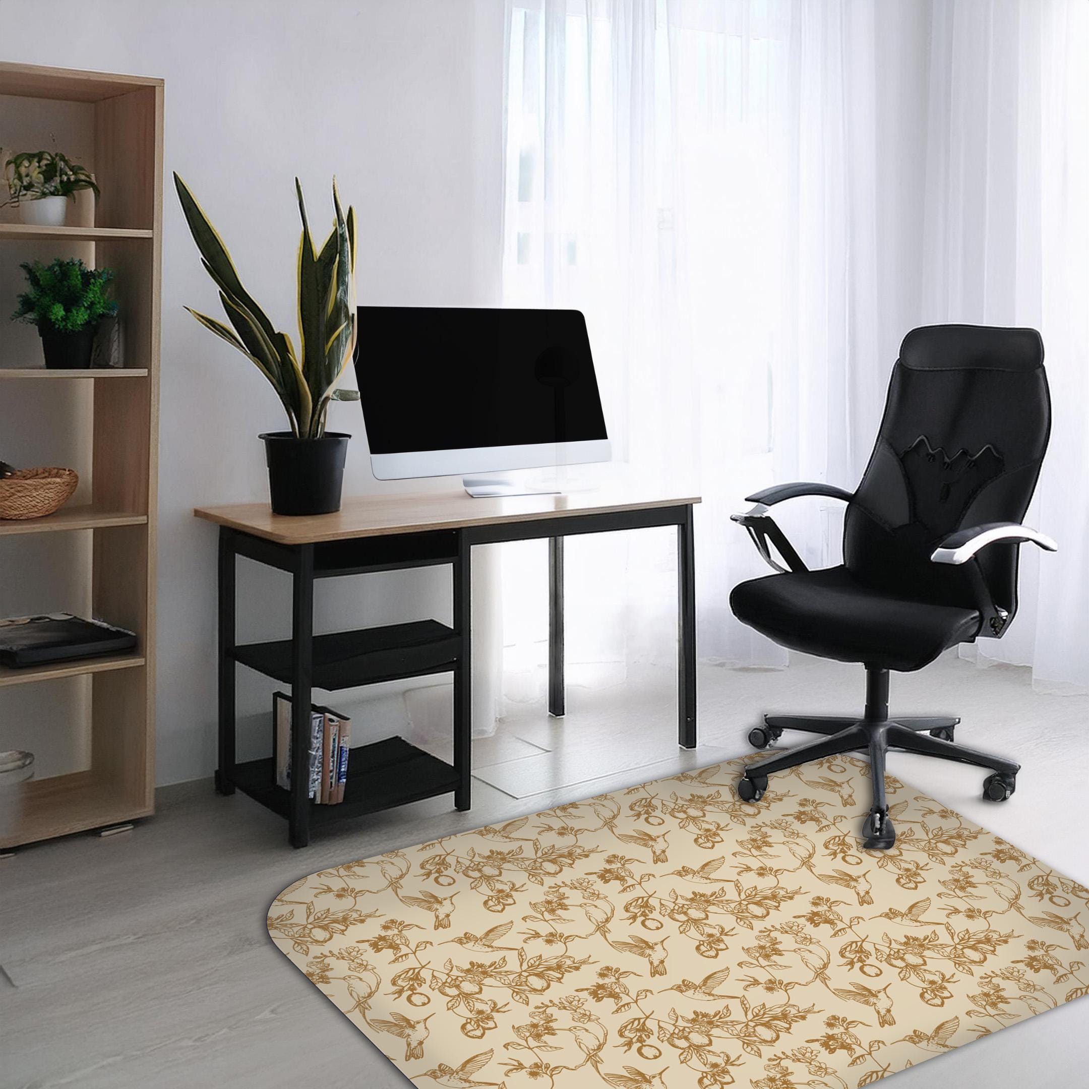 Ergonomic Desk Chair Mat: Non-Slip Floor Protector - Birds Design