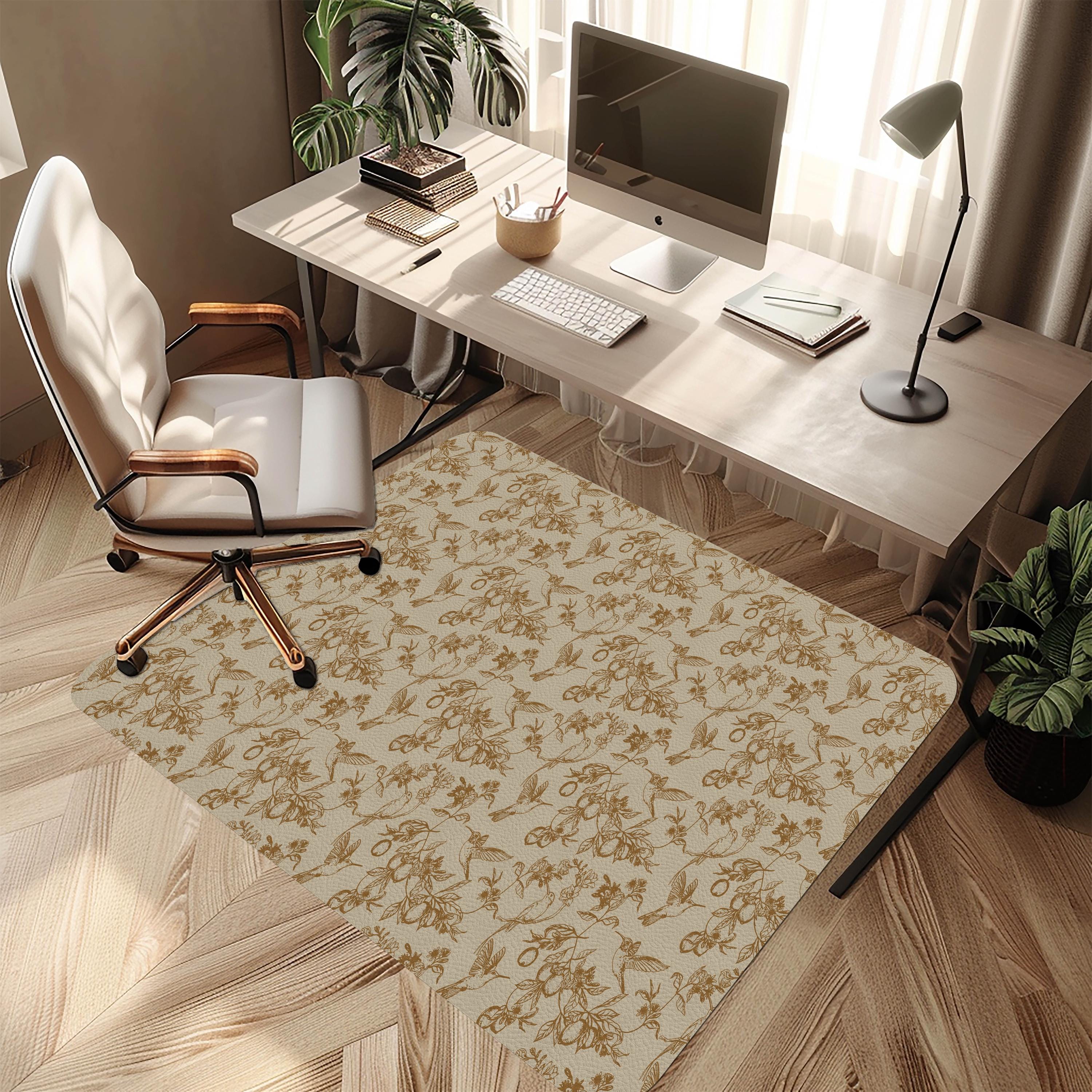 Ergonomic Desk Chair Mat: Non-Slip Floor Protector - Birds Design