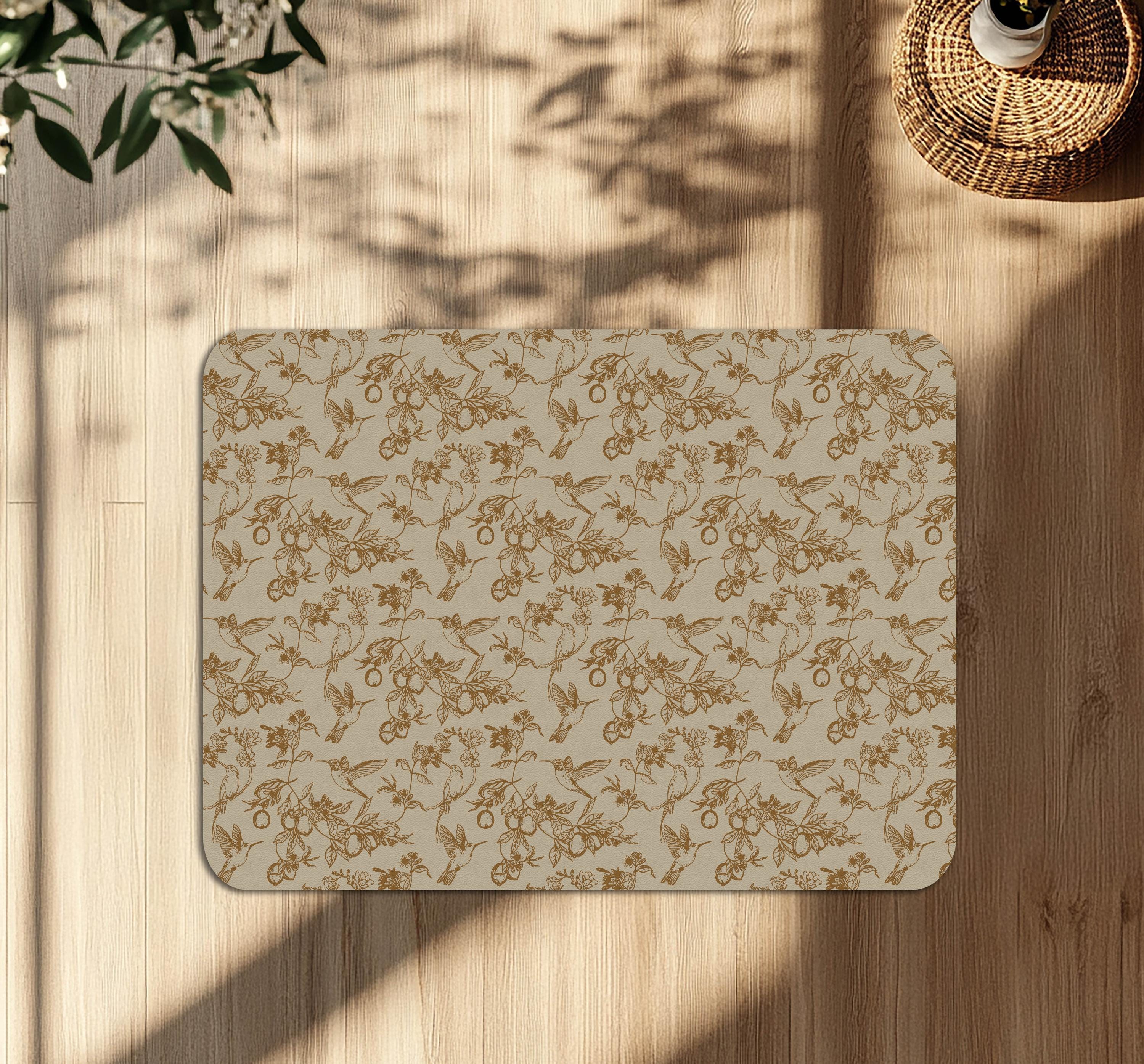 Ergonomic Desk Chair Mat: Non-Slip Floor Protector - Birds Design