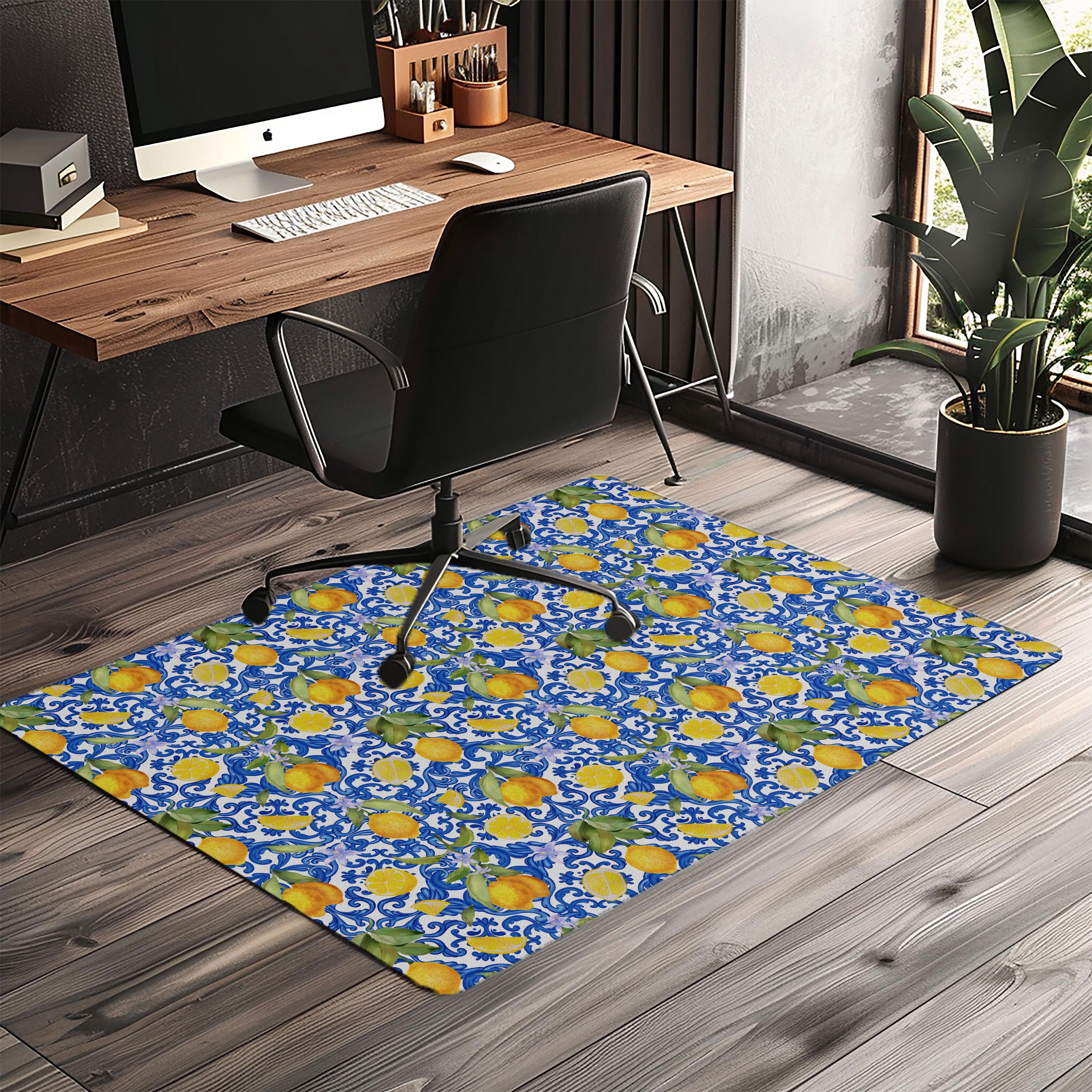 Majolica Lemon Chair Mat: Mediterranean Tile Desk Decor