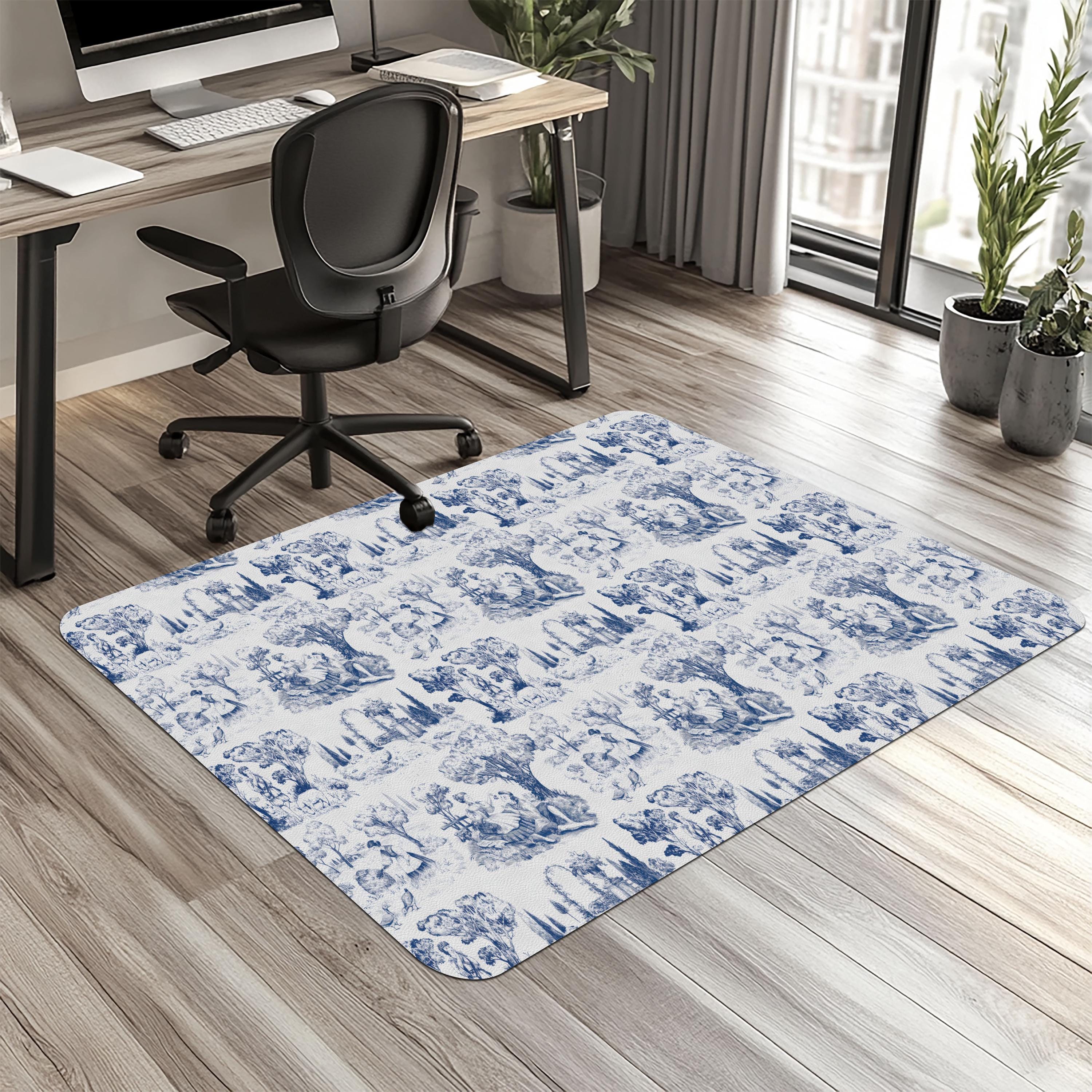 Toile de Jouy Chair Mat: French Pastoral Floor Protector