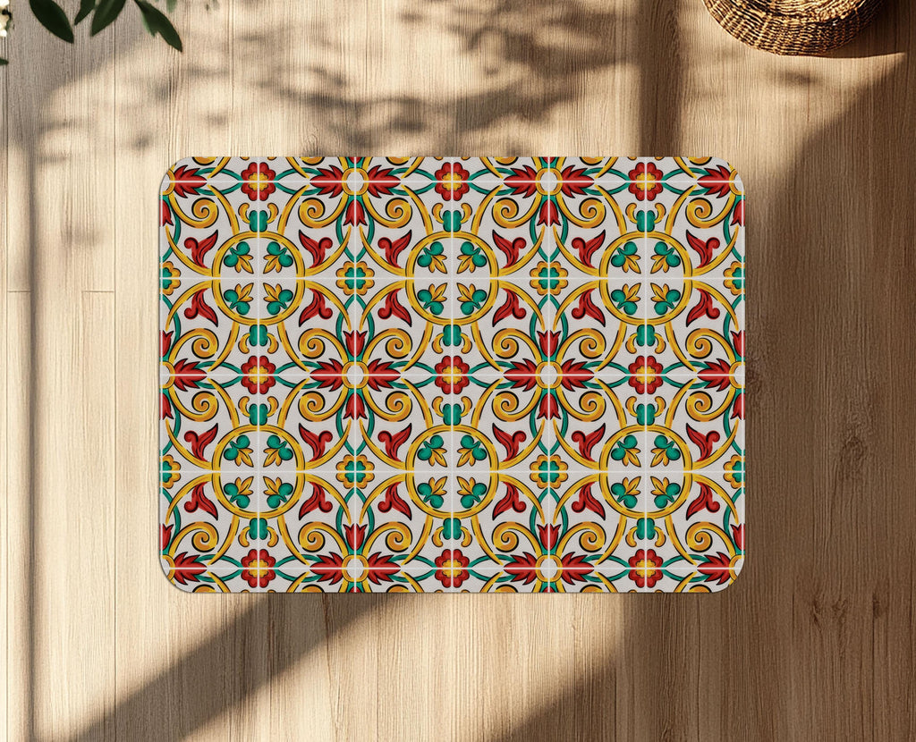 Sicilian Carretto Tile Chair Mat: Mediterranean Home Office Decor