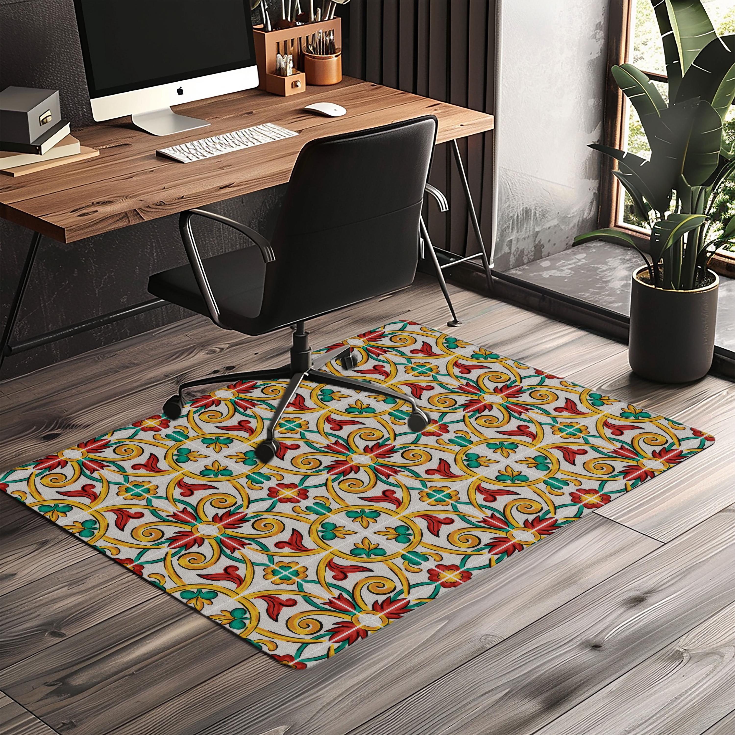 Sicilian Carretto Tile Chair Mat: Mediterranean Home Office Decor