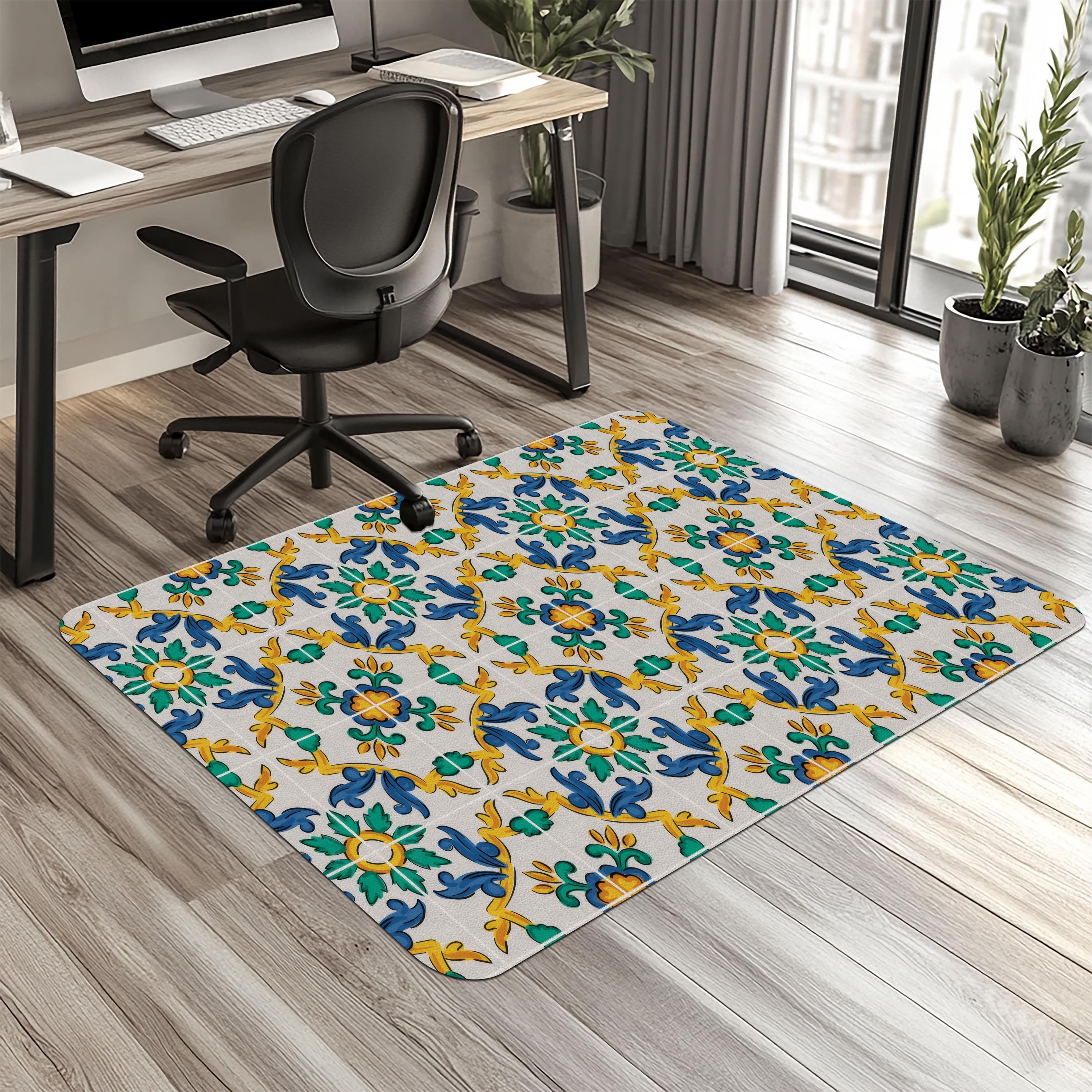 Sicilian Carretto Tile Chair Mat: Colorful Italian Ceramic Floor Protector