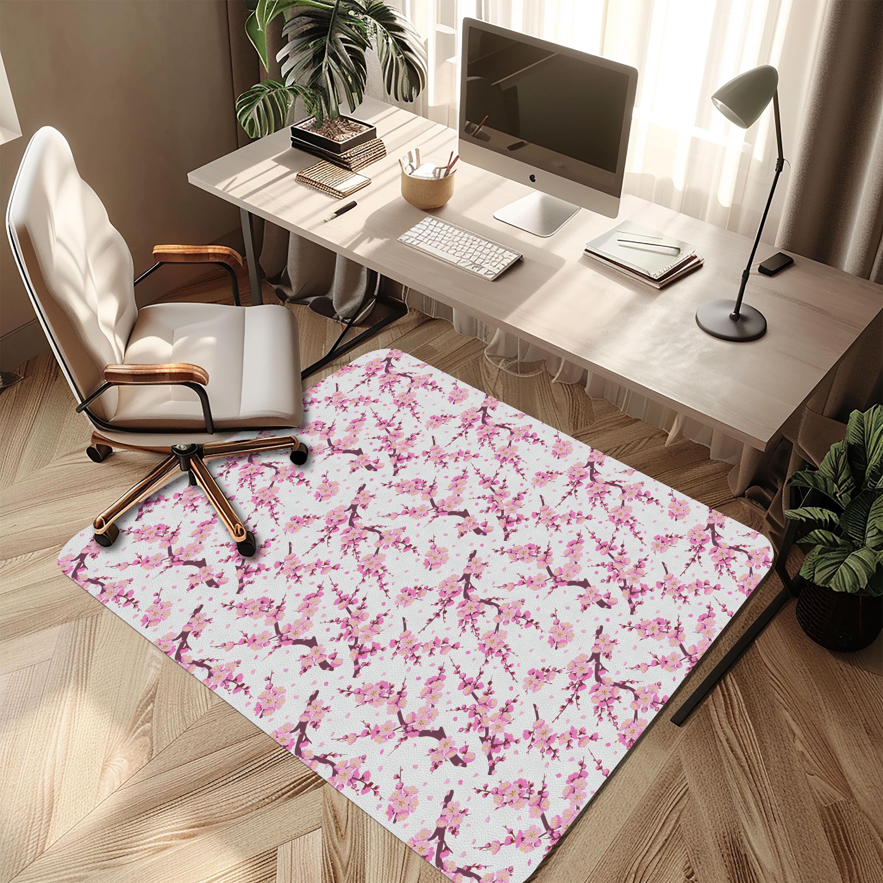 Sakura Cherry Blossom Chair Mat: Japanese Floral Office Decor