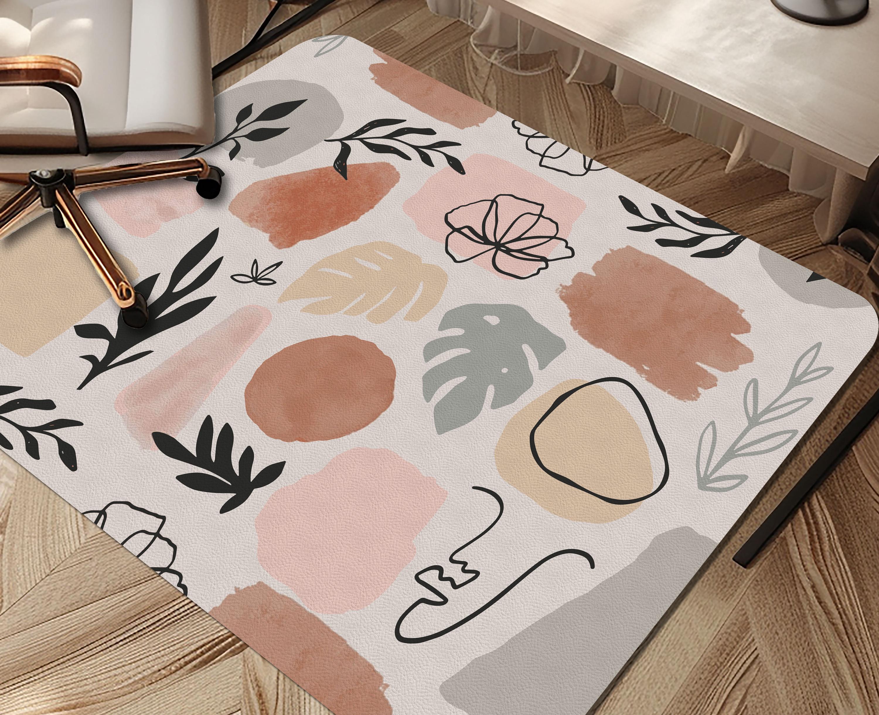 Boho Abstract Chair Mat: Minimalist Pastel Floor Protector