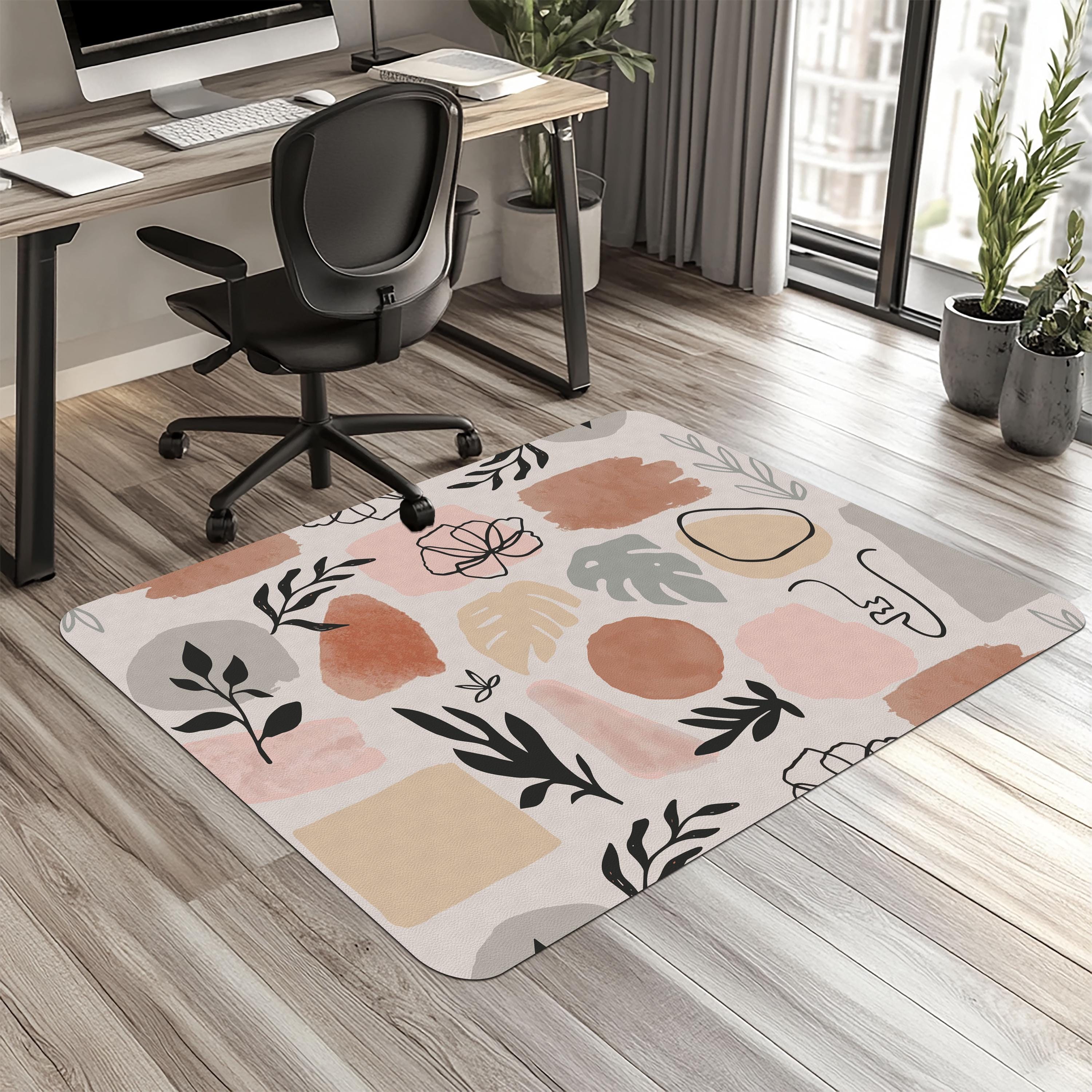 Boho Abstract Chair Mat: Minimalist Pastel Floor Protector