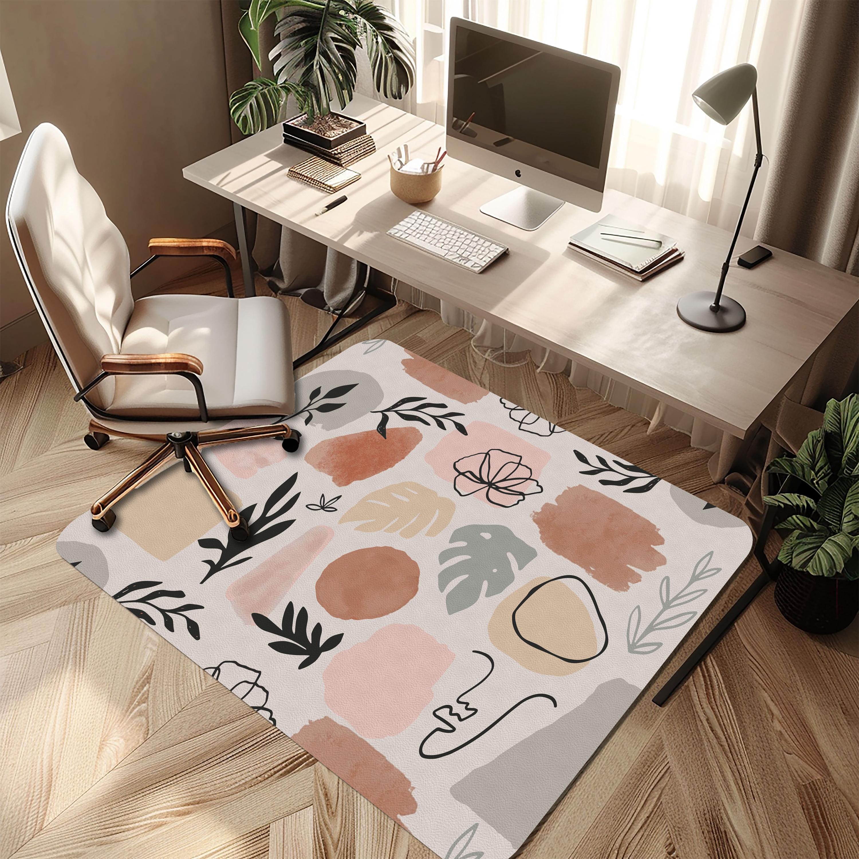 Boho Abstract Chair Mat: Minimalist Pastel Floor Protector