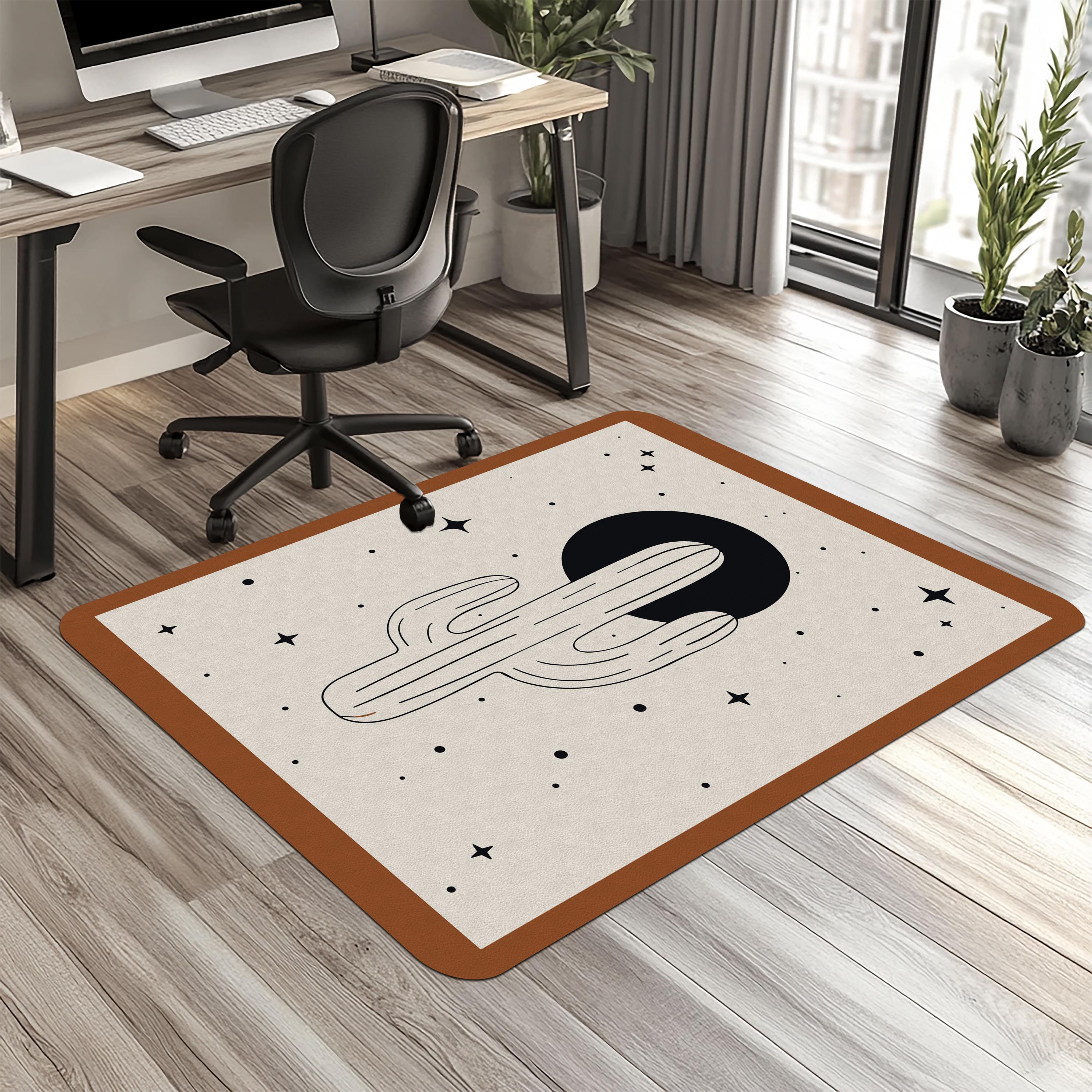 Boho Cactus Chair Mat: Minimal Desert Illustration, Rustic Home Decor