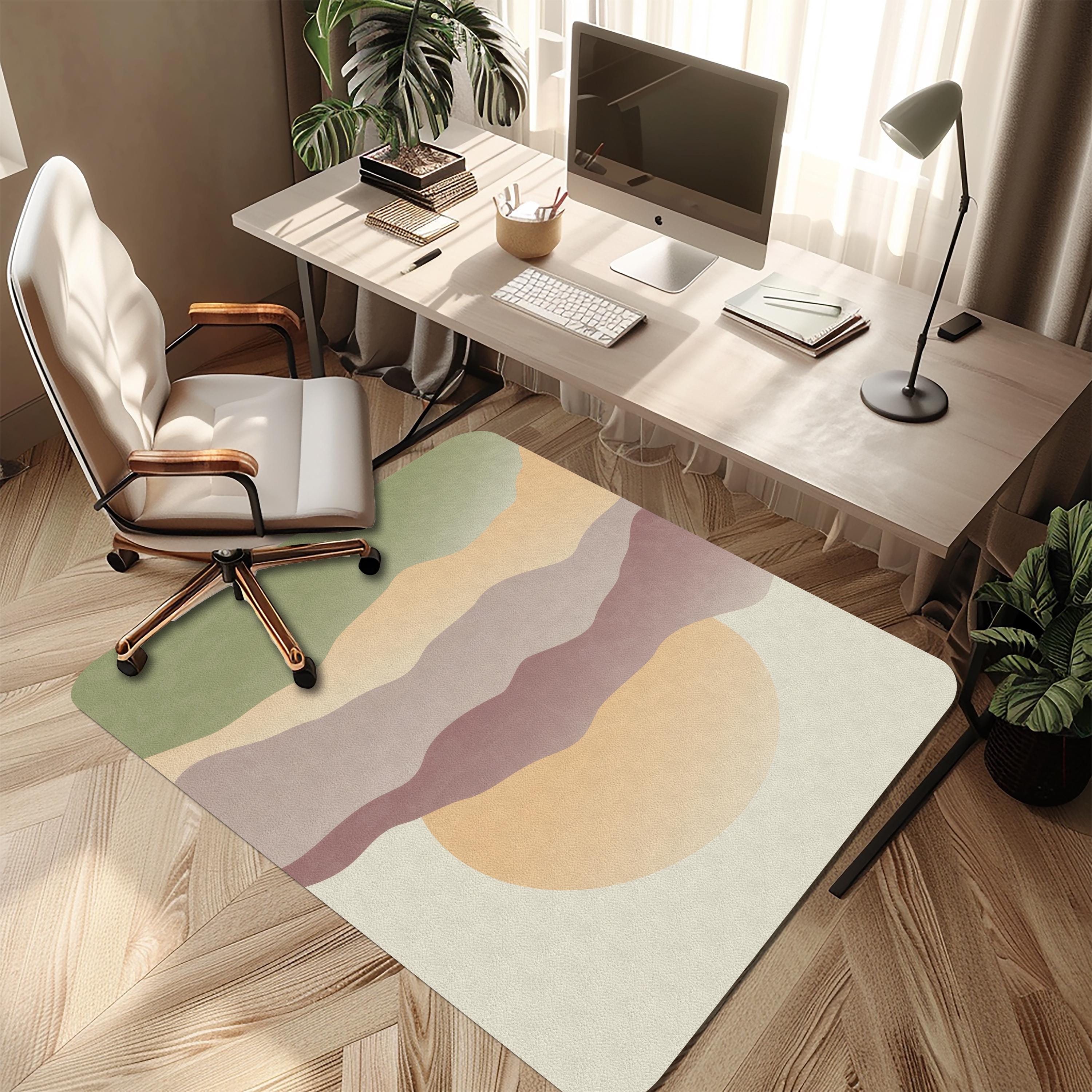 Boho Sunset Landscape Chair Mat: Modern Home Office Floor Protector