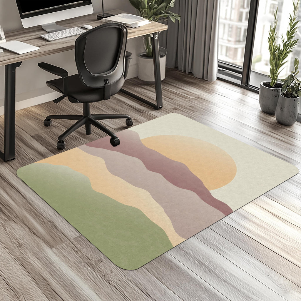 Boho Sunset Landscape Chair Mat: Modern Home Office Floor Protector