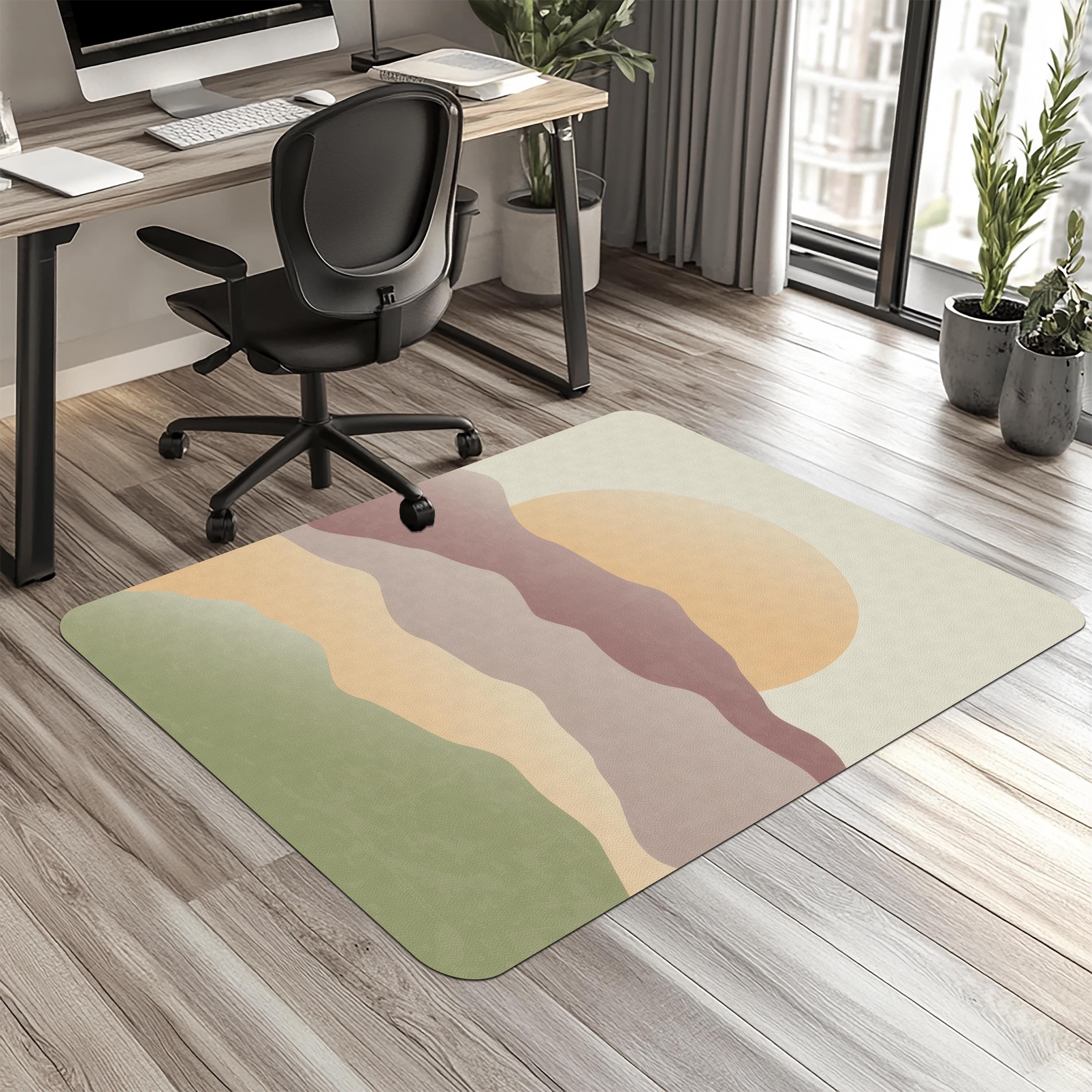 Boho Sunset Landscape Chair Mat: Modern Home Office Floor Protector