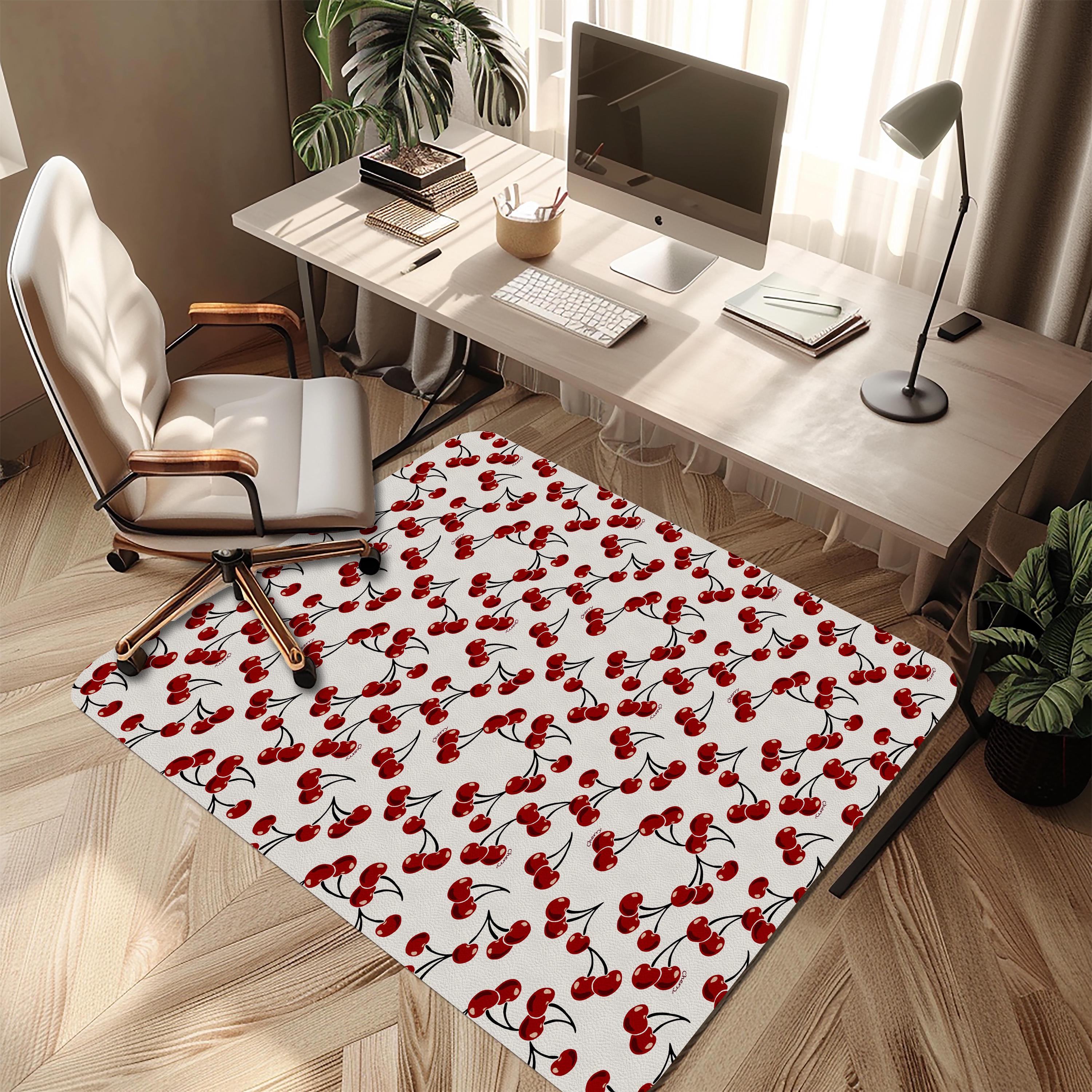 Cherry Print Chair Mat: Fun Red Fruit Floor Protector