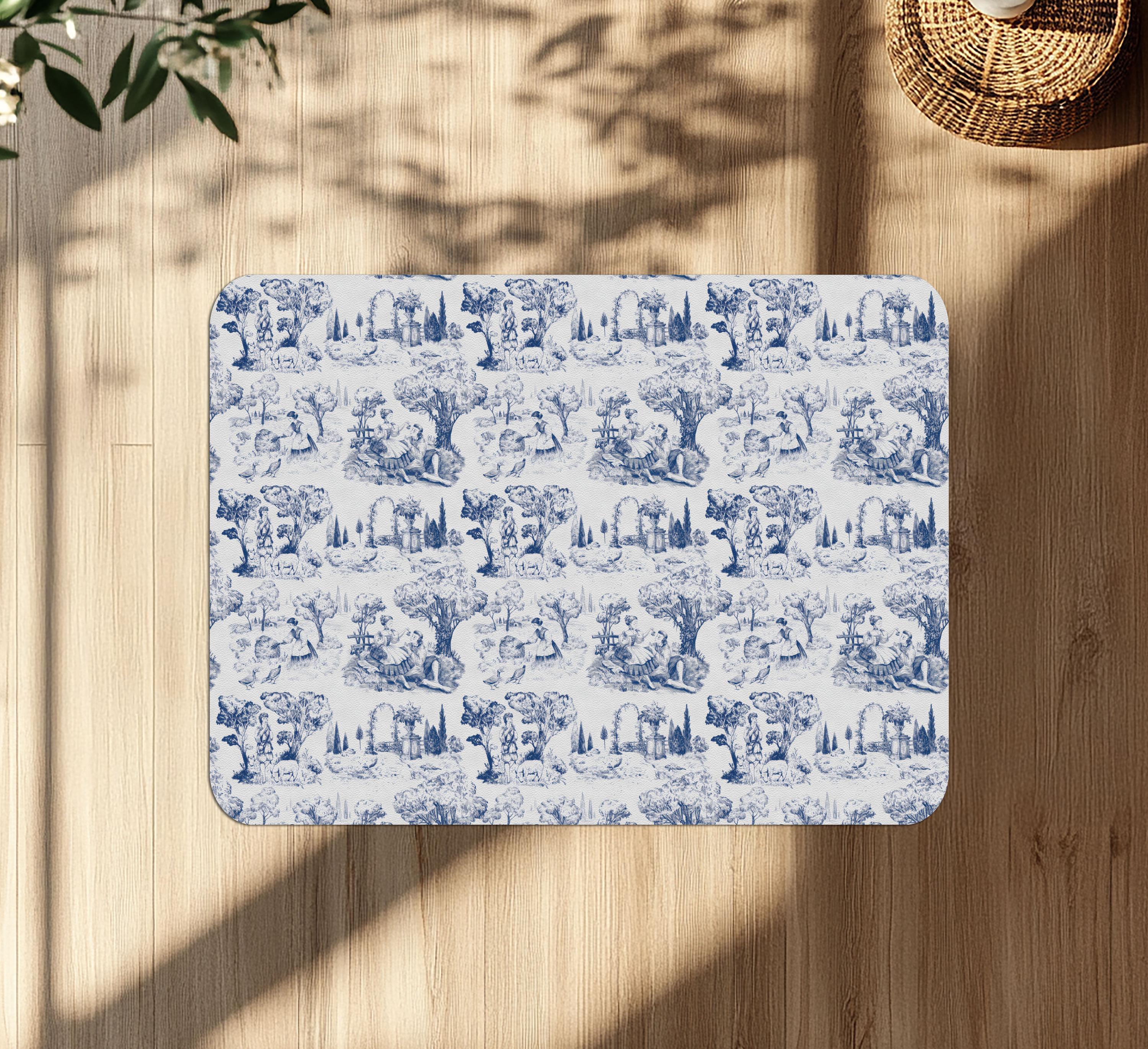 Toile de Jouy Chair Mat: French Pastoral Floor Protector