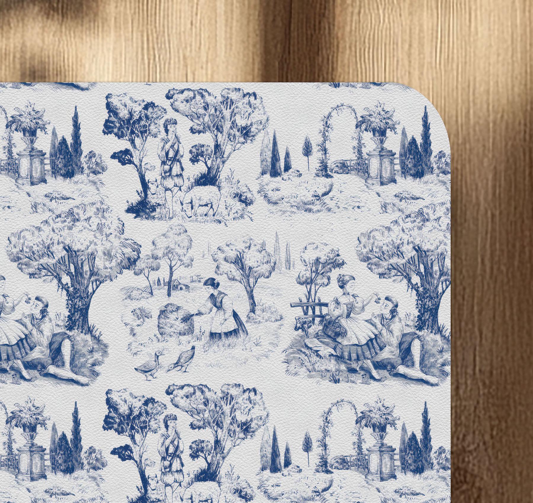 Toile de Jouy Chair Mat: French Pastoral Floor Protector