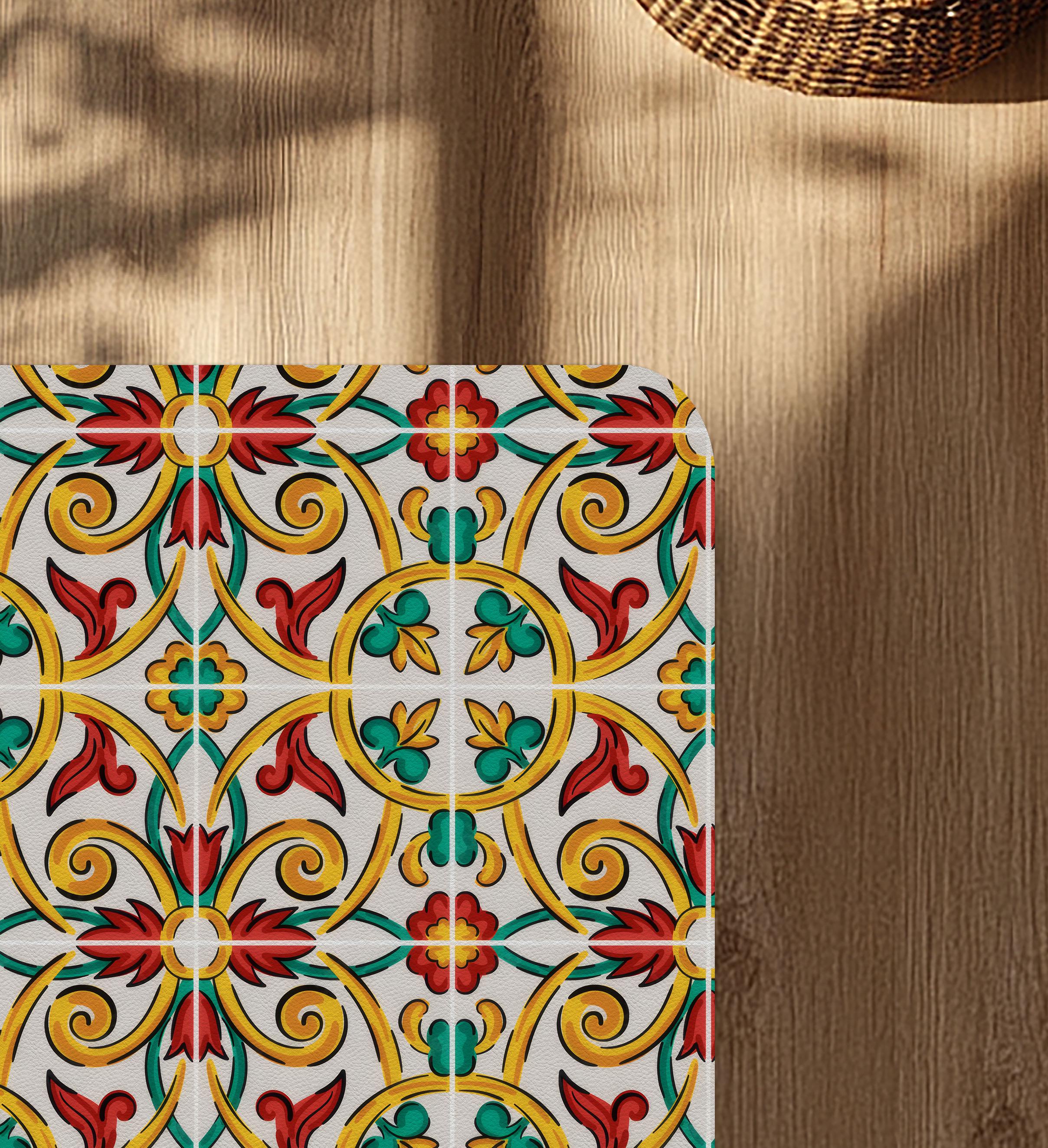 Sicilian Carretto Tile Chair Mat: Mediterranean Home Office Decor