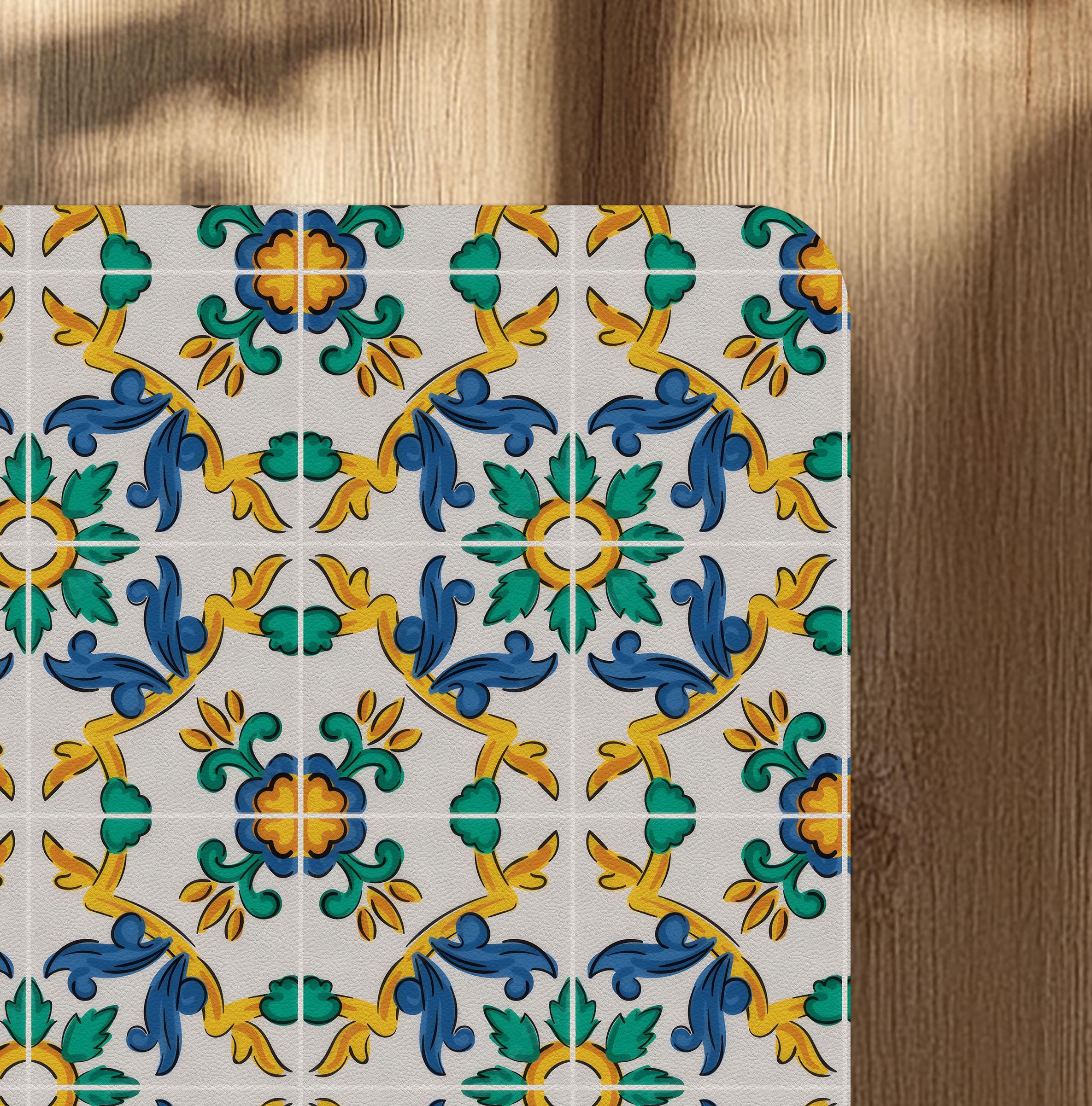 Sicilian Carretto Tile Chair Mat: Colorful Italian Ceramic Floor Protector