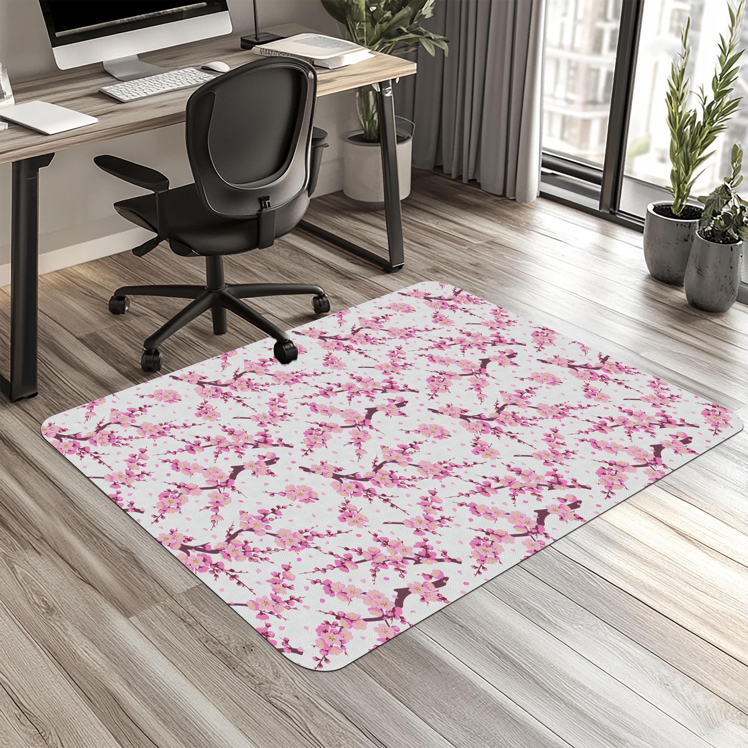 Sakura Cherry Blossom Chair Mat: Japanese Floral Office Decor