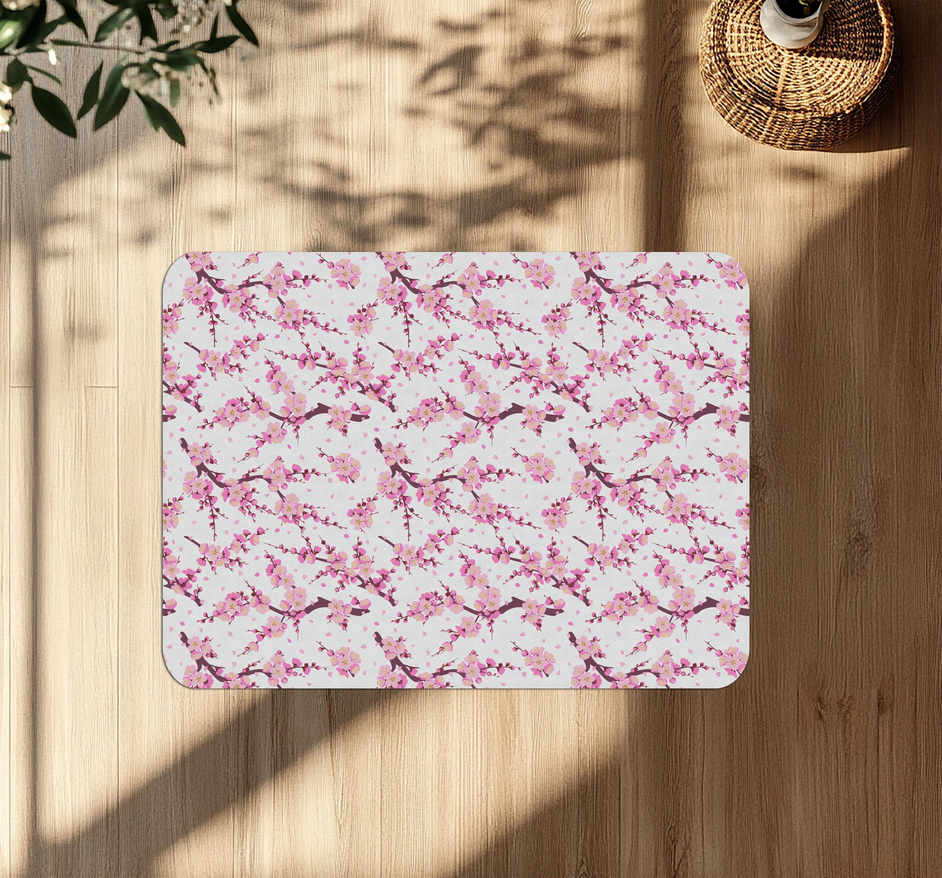 Sakura Cherry Blossom Chair Mat: Japanese Floral Office Decor