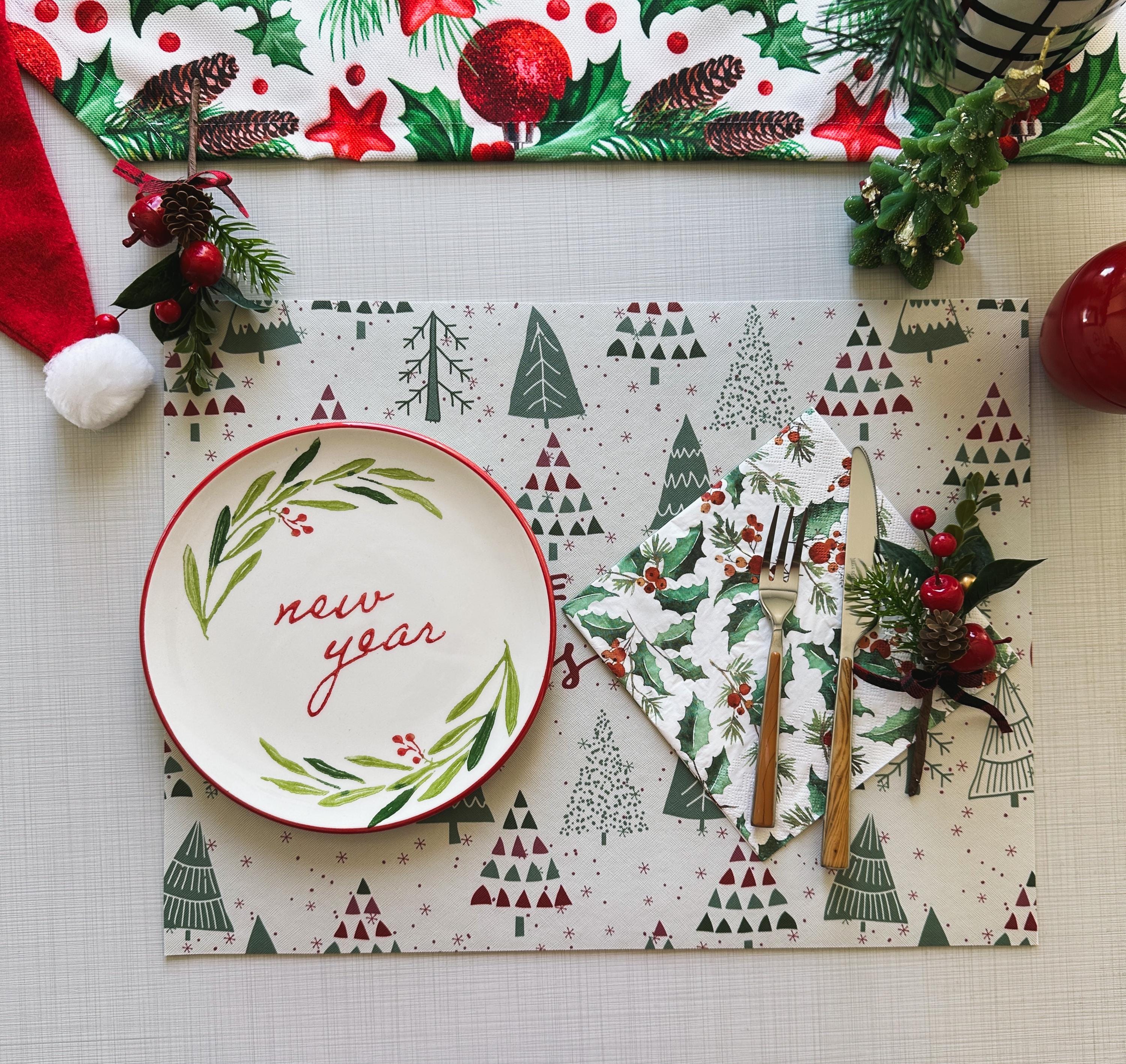 Merry Christmas Placemat: Elegant PU Leather Holiday Table Decor