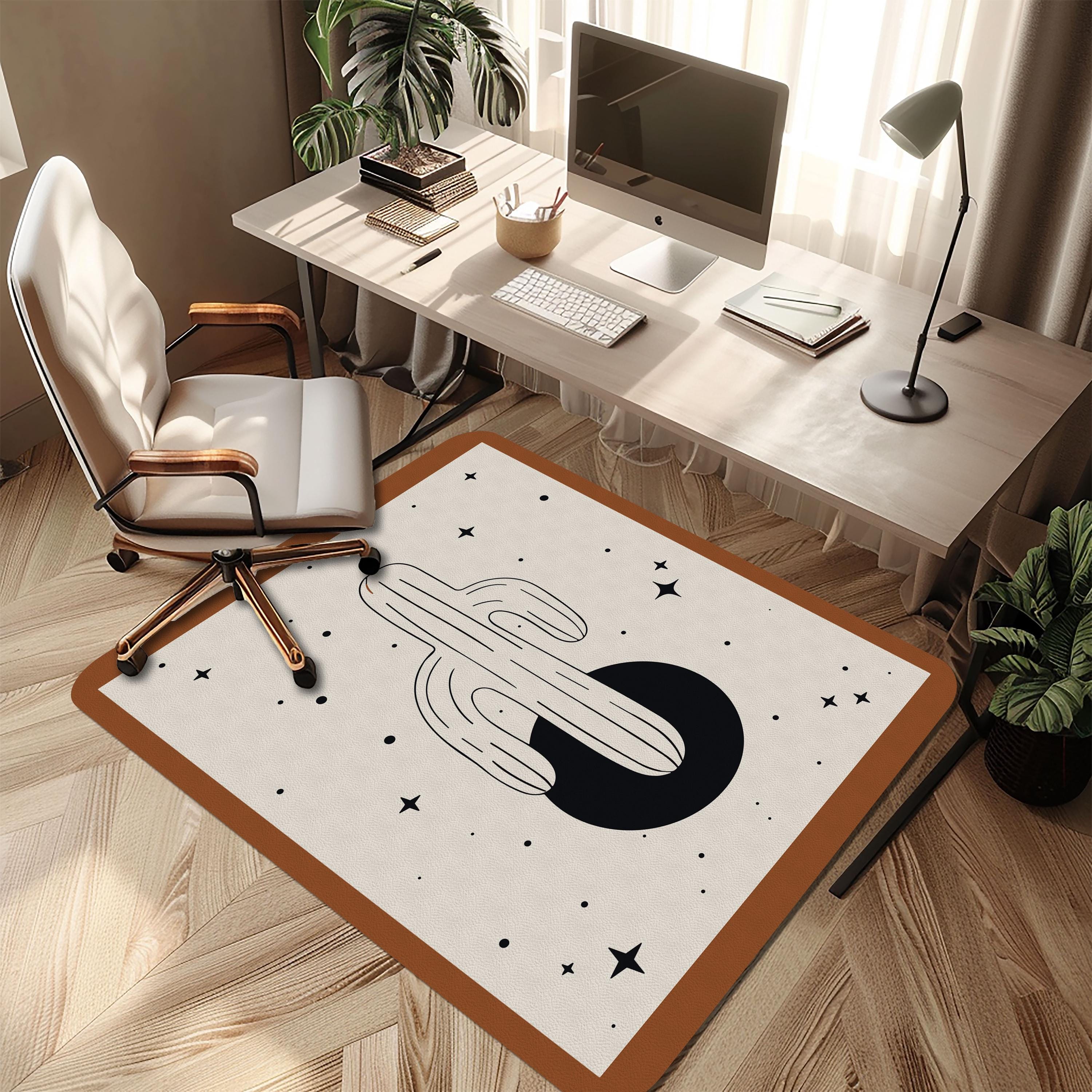 Boho Cactus Chair Mat: Minimal Desert Illustration, Rustic Home Decor