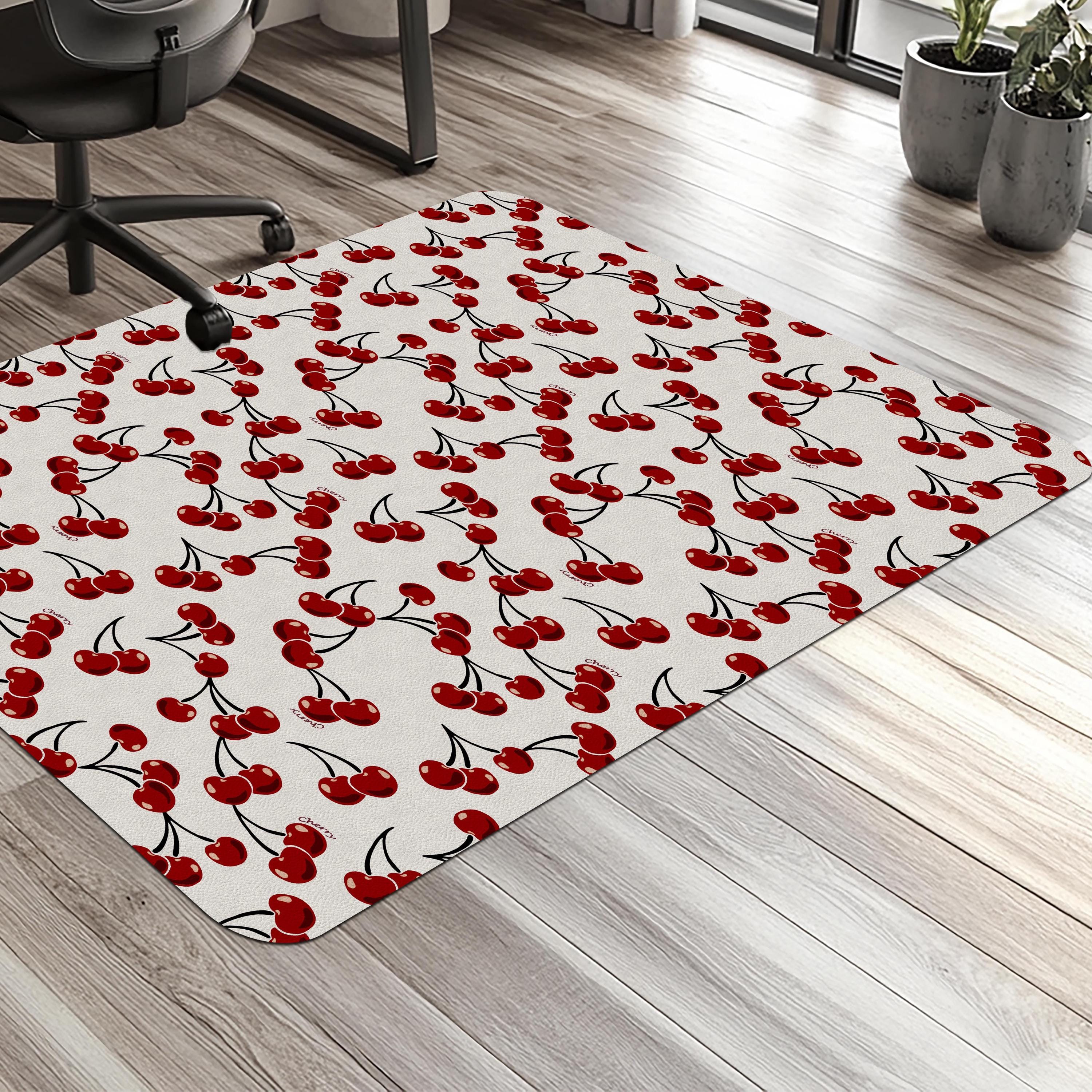 Cherry Print Chair Mat: Fun Red Fruit Floor Protector