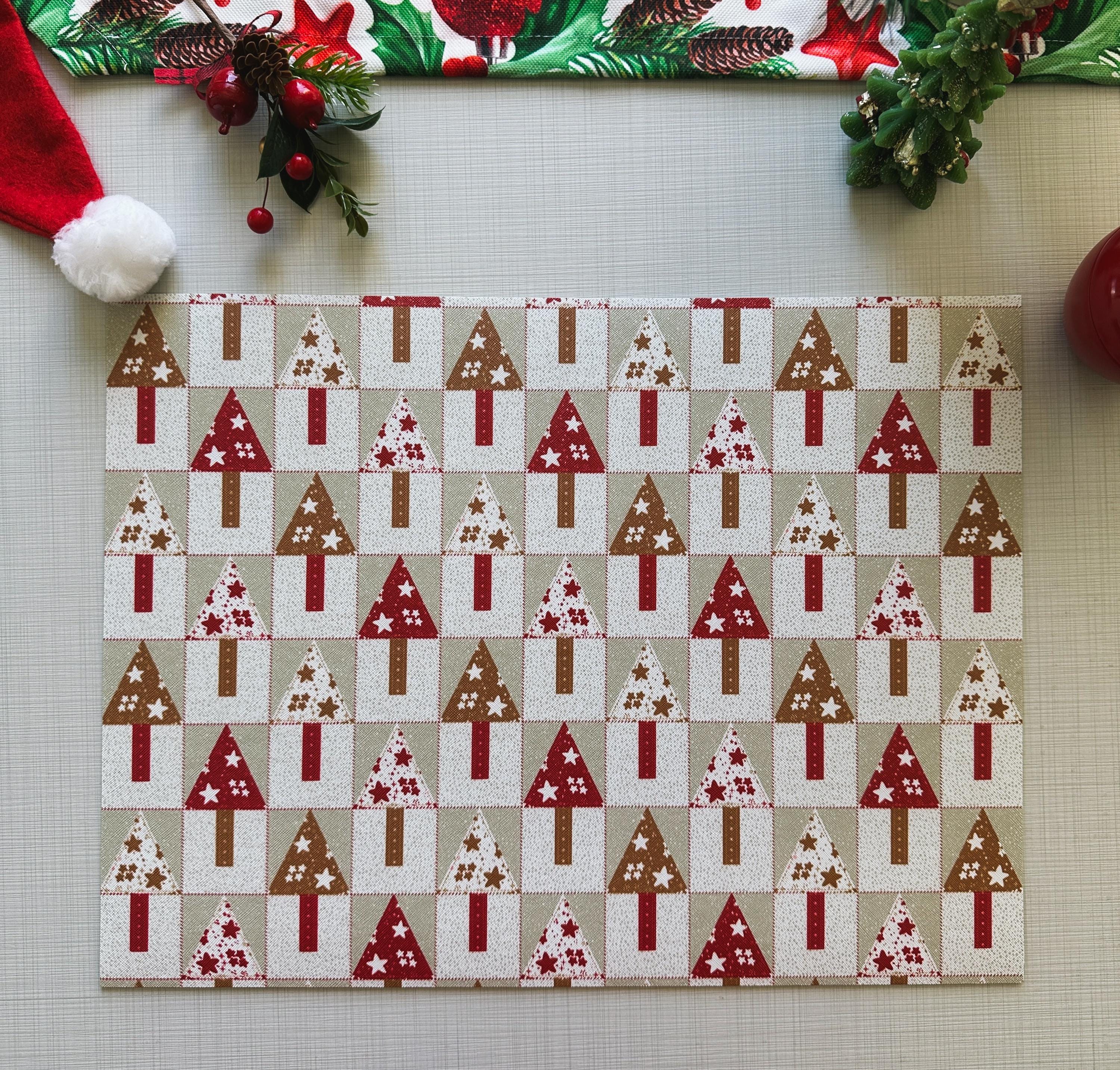 Scandi Christmas Tree Placemat: Waterproof PU Leather Holiday Table Mat