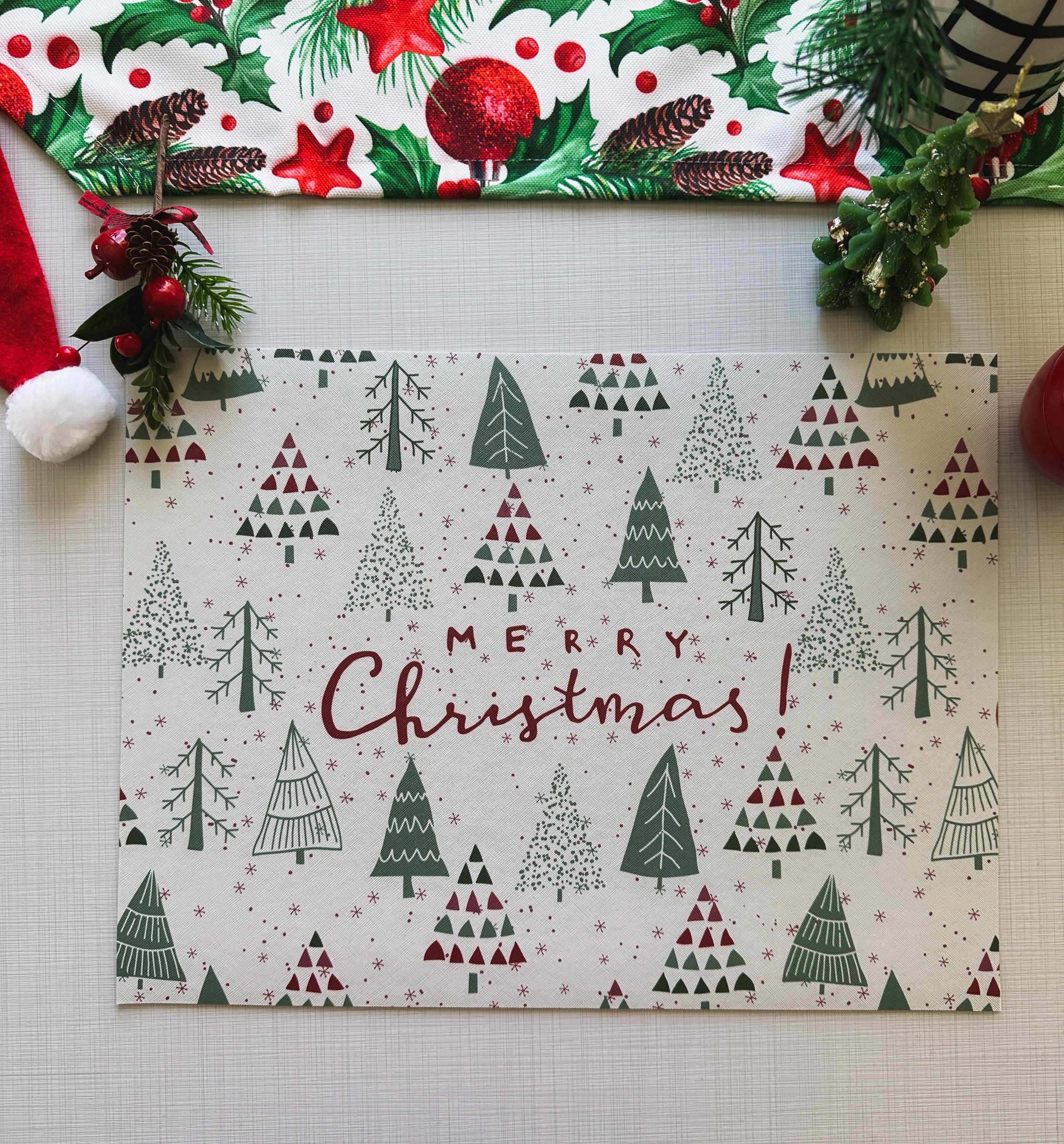 Merry Christmas Placemat: Elegant PU Leather Holiday Table Decor