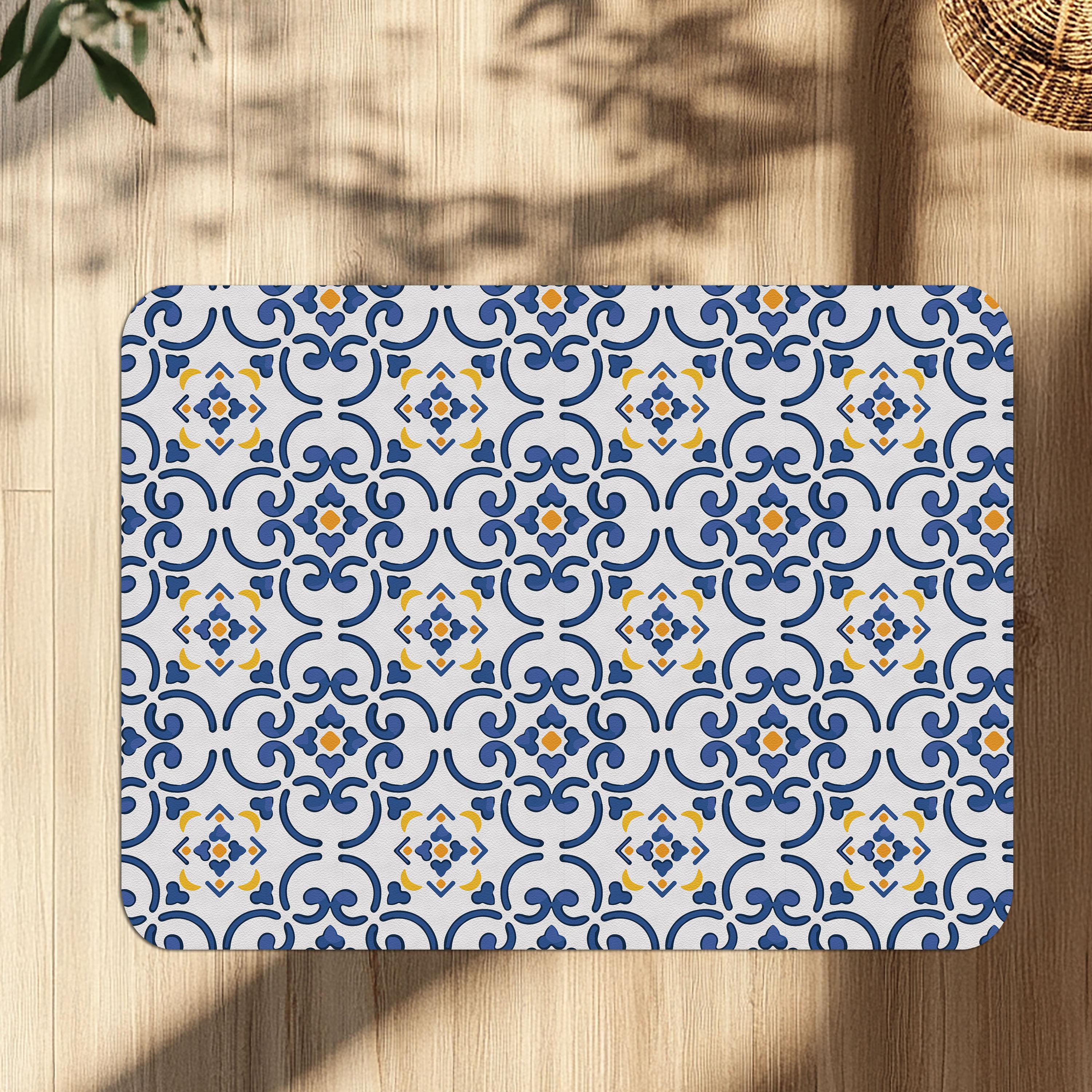Mediterranean Tile Office Chair Mat: Non-Slip PU Leather Floor Protector