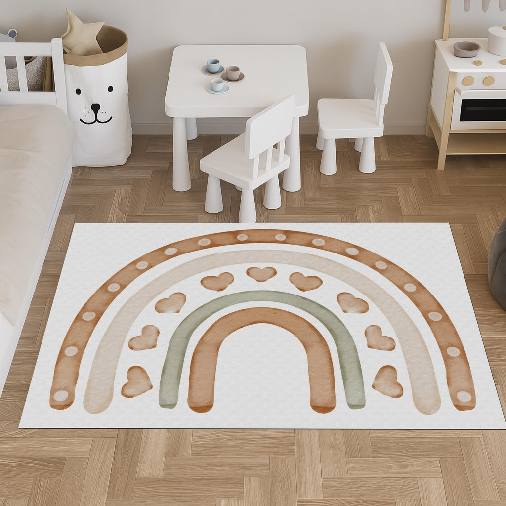 Boho Rainbow Nursery Play Mat: Soft PU Leather, Non-Slip