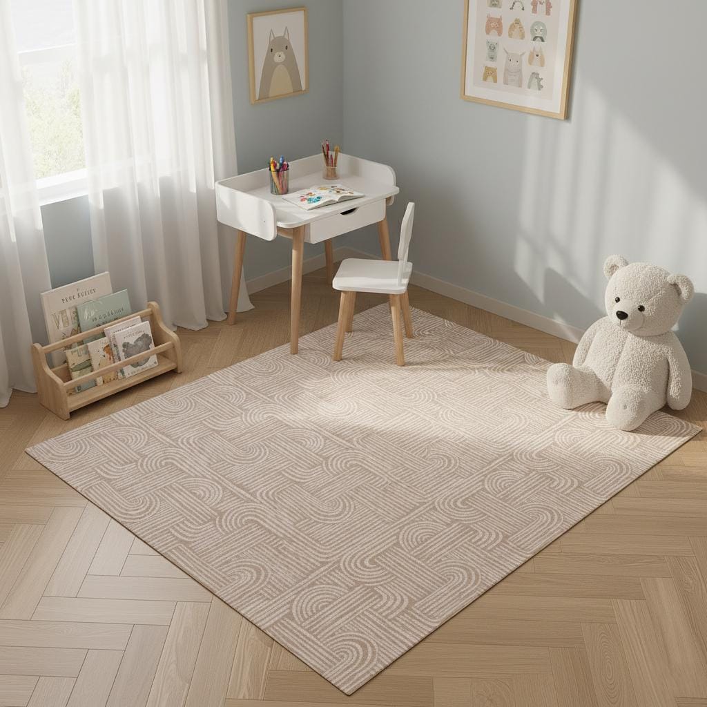 Boho Kids Play Rug | Geometric Pattern Baby Mat | Safe & Non-Toxic | Nursery , Playroom Decor