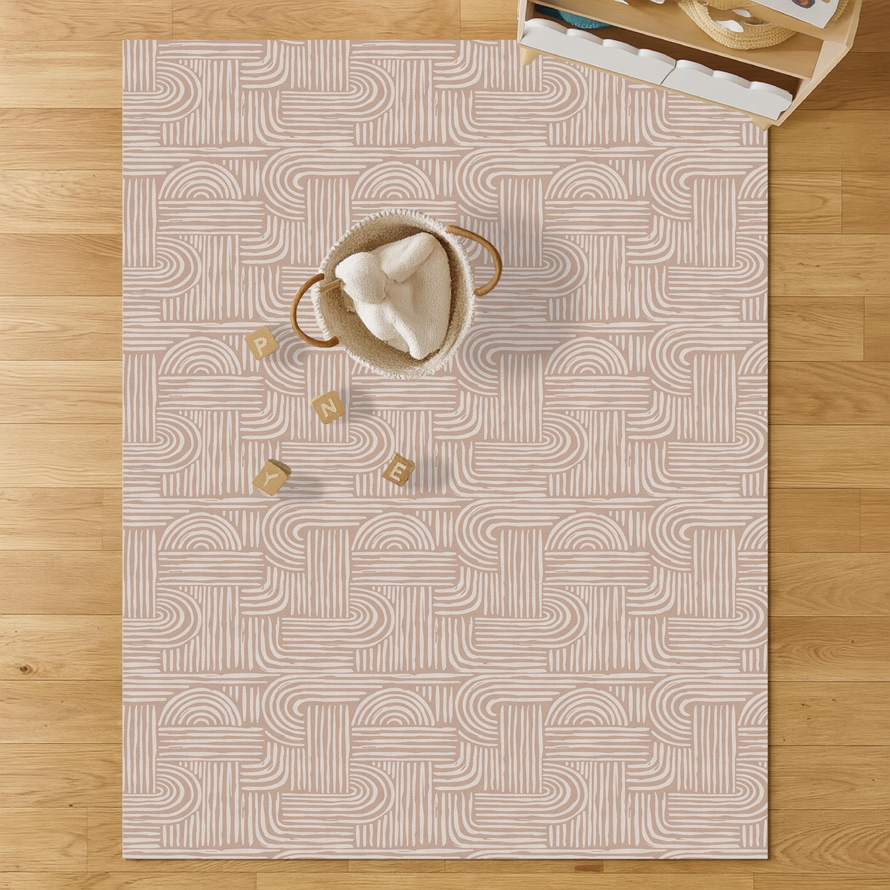 Boho Kids Play Rug | Geometric Pattern Baby Mat | Safe & Non-Toxic | Nursery , Playroom Decor