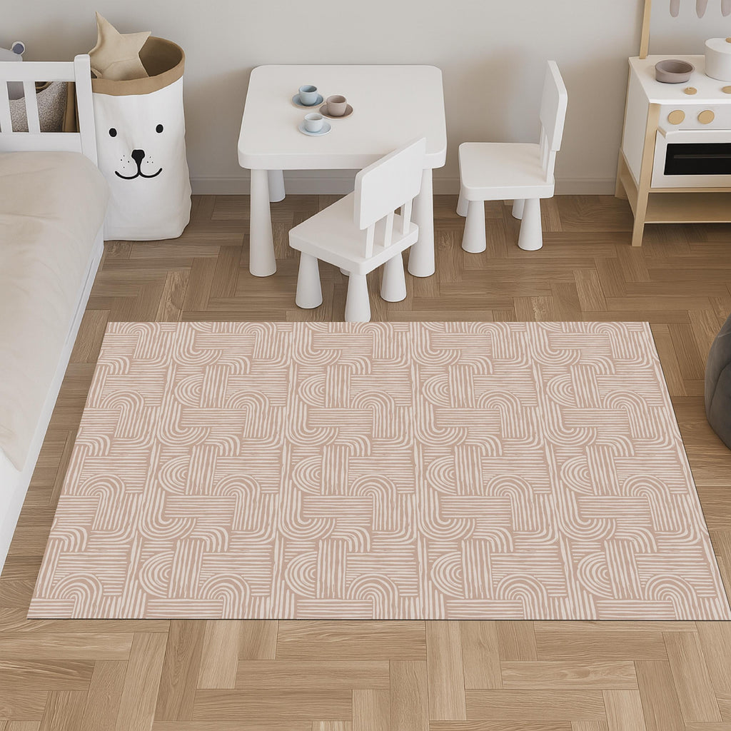 Boho Kids Play Rug | Geometric Pattern Baby Mat | Safe & Non-Toxic | Nursery , Playroom Decor