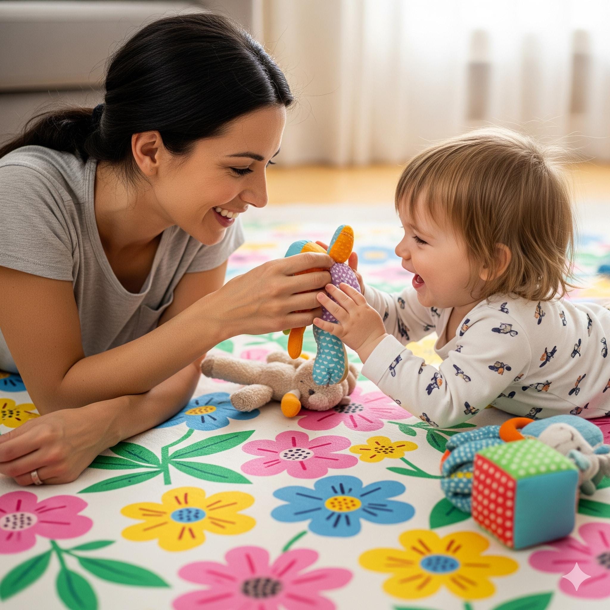 Boho Kids Play Rug | Geometric Pattern Baby Mat | Safe & Non-Toxic | Nursery , Playroom Decor